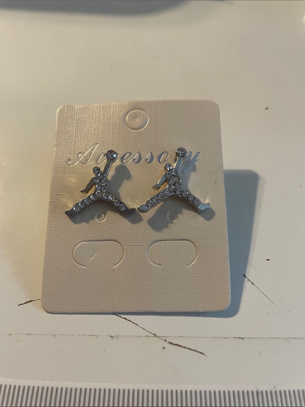 Rhinestone Basketball Style Stud Earrings - Silver